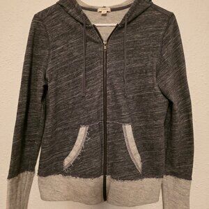 💗 Caslon Gray & Black Lightweight Full Zip Hooded Jacket Size M